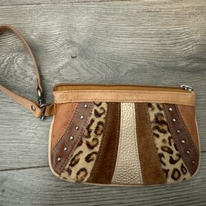 Fossil Animal Print Cheetah Small Leather Wristlet Clutch
